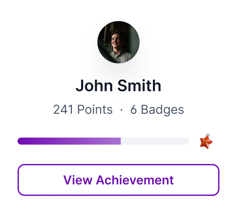 An OpSkill achievement card showing points and badges